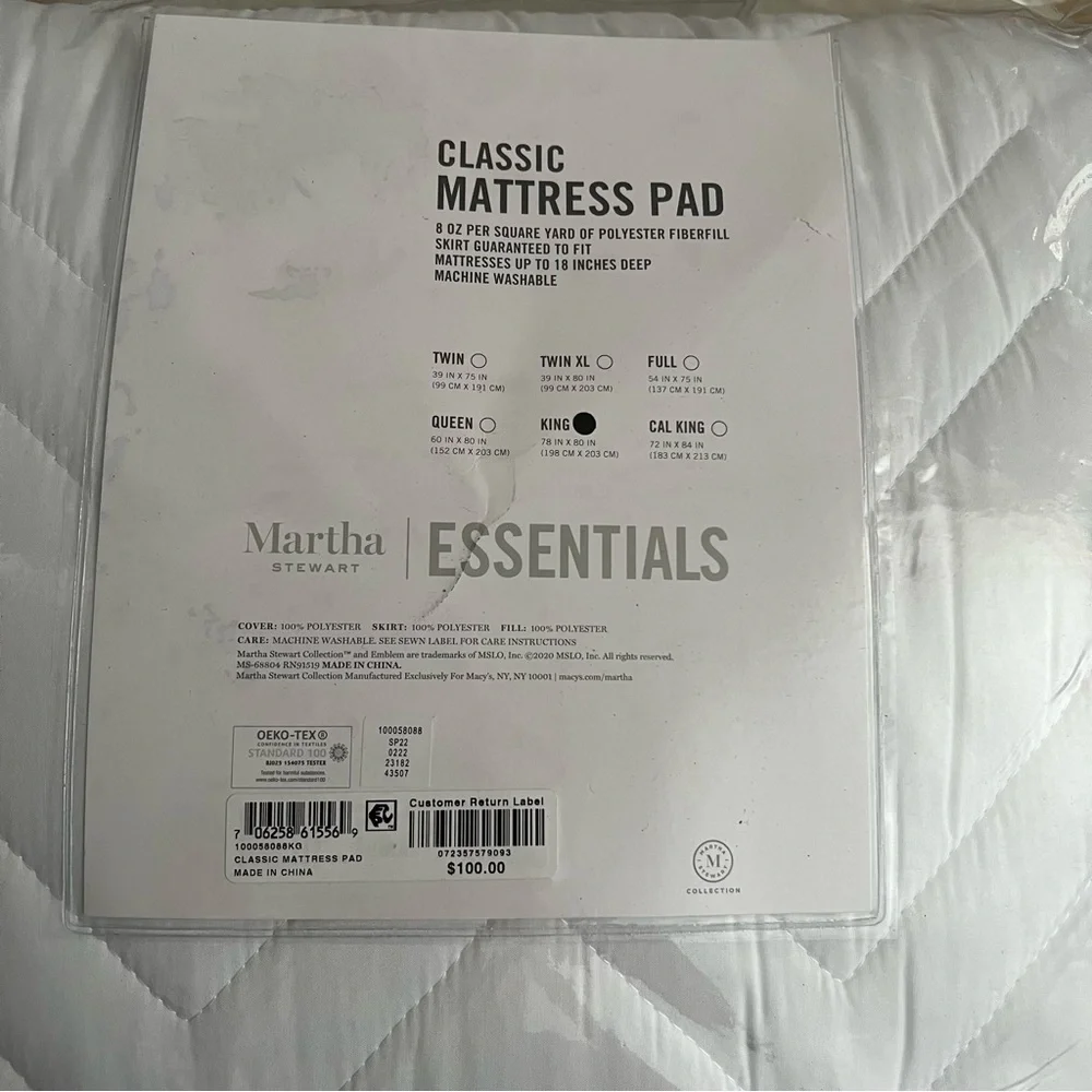Martha Stewart mattress pad